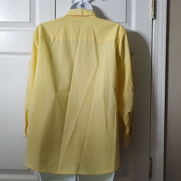Foxcroft yellow button down wrinkle free 3/4 length sleeve shirt Sz 14 EUC - Picture 4 of 5